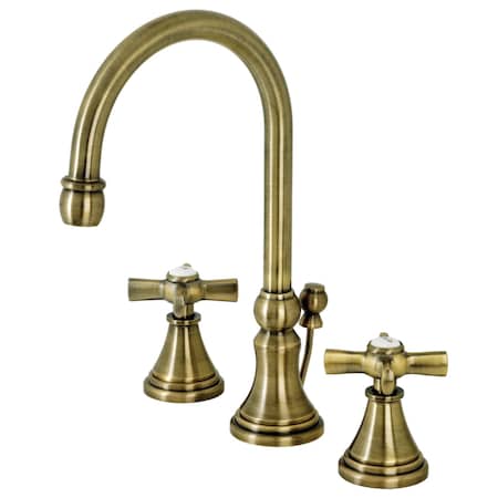 Kingston Brass KS2983ZX Widespread Bathroom Faucet with Brass Pop-Up, Antique Brass KS2983ZX